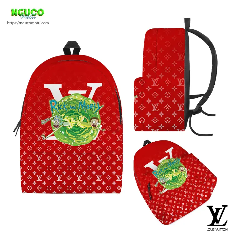 Backpack rick and morty v4 and louis vuitton gift unique laptop backpacks for man woman and kid